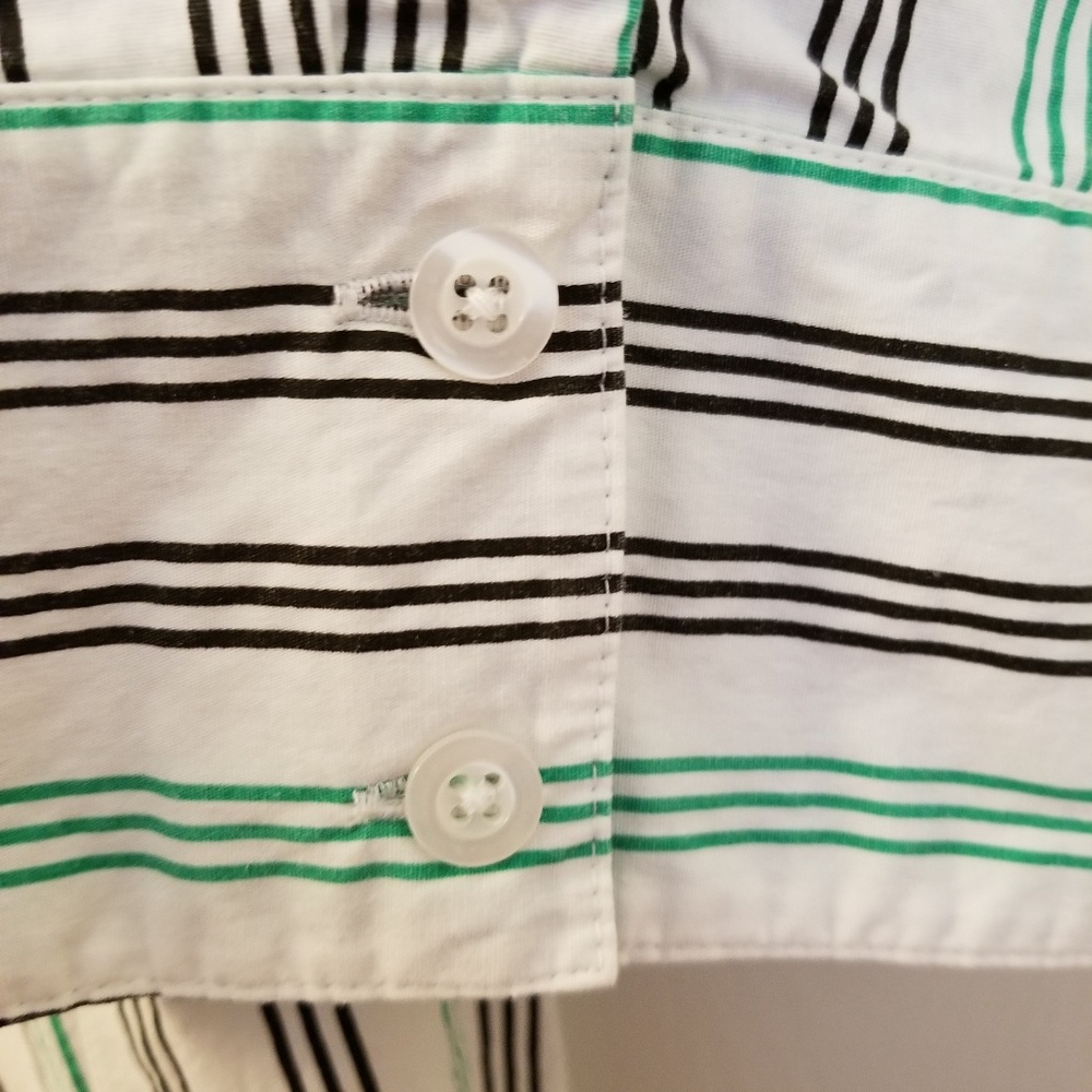 Lane Bryant 22/24 Green/Black Striped Blouse - Picture 5 of 5